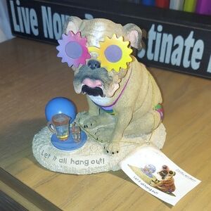 Zelda Wisdom Colorful Bulldog Figurine with Sunglasses "Let It All Hang Out"